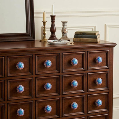 Set of Twelve Blue And White Floral Ceramic Drawer Pull Knobs HomeRoots