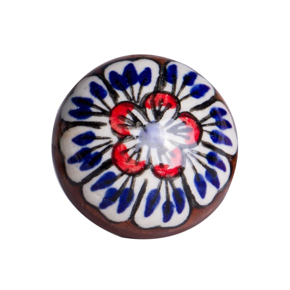 Set of Twelve Blue And White Floral Ceramic Drawer Pull Knobs HomeRoots