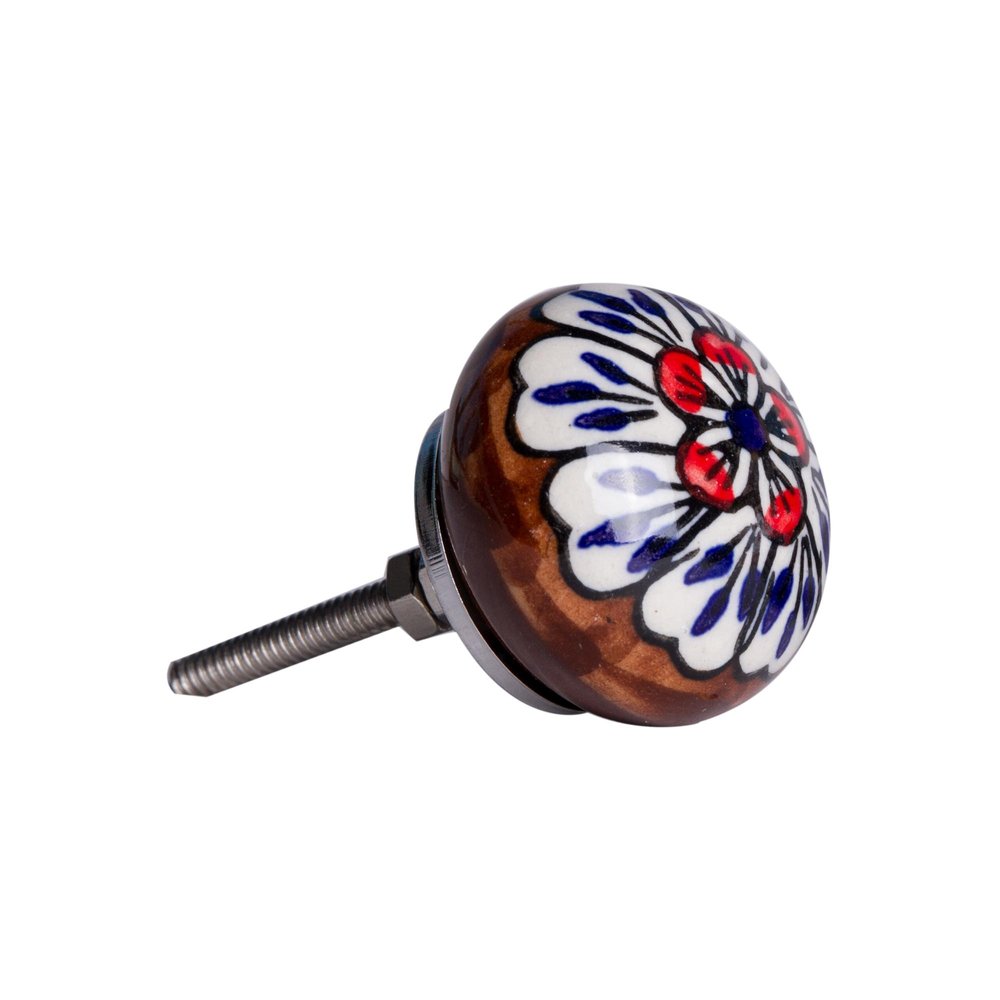 Set of Twelve Blue And White Floral Ceramic Drawer Pull Knobs HomeRoots