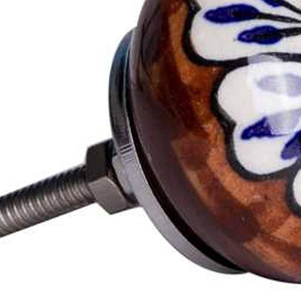 Set of Twelve Blue And White Floral Ceramic Drawer Pull Knobs HomeRoots