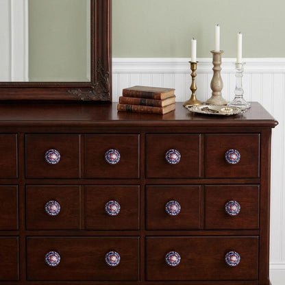 Set of Twelve Blue And White Floral Ceramic Drawer Pull Knobs HomeRoots