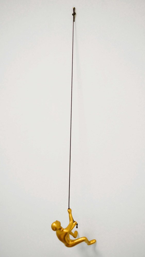 6" X 3" Gold Resin Climbing Man Hanging Dimensional Sculpture — view 1