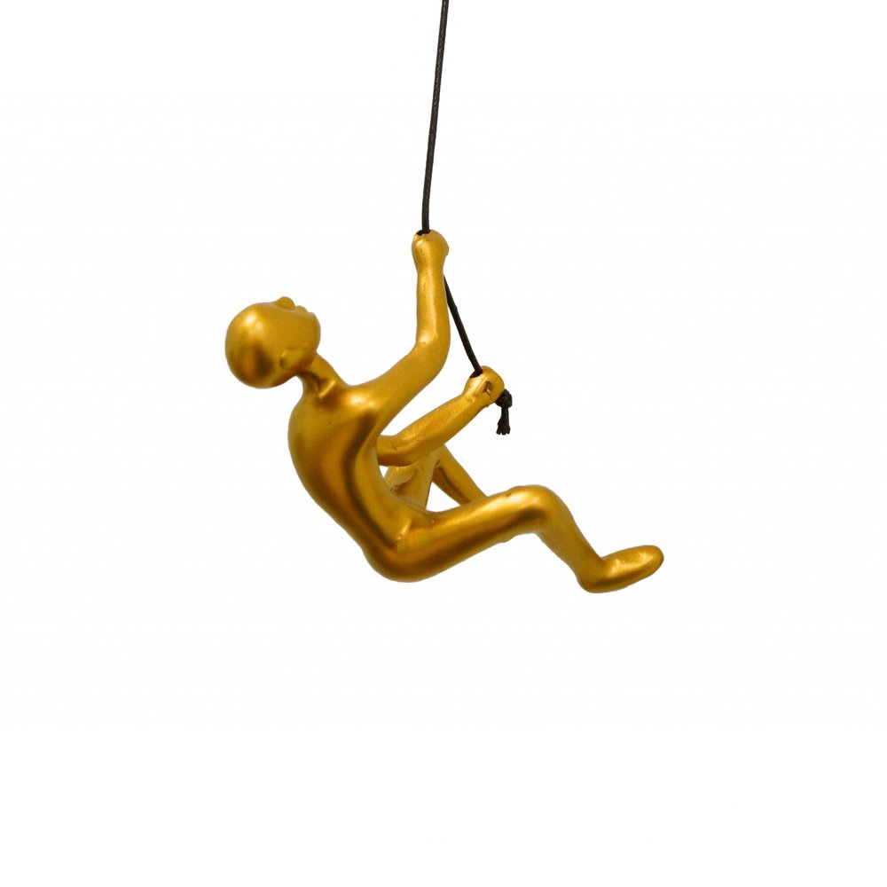 6" X 3" Gold Resin Climbing Man Hanging Dimensional Sculpture