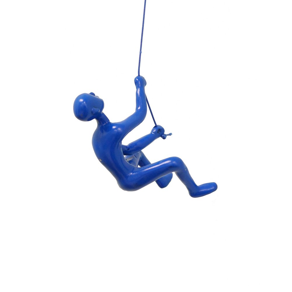 6" X 3" Blue Resin Climbing Man Hanging Dimensional Sculpture — view 1