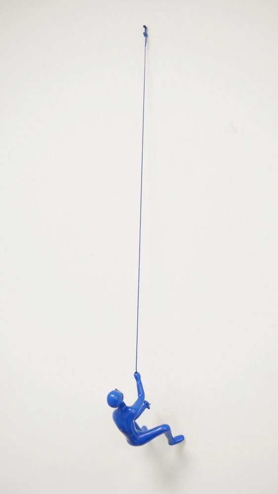 6" X 3" Blue Resin Climbing Man Hanging Dimensional Sculpture — view 2