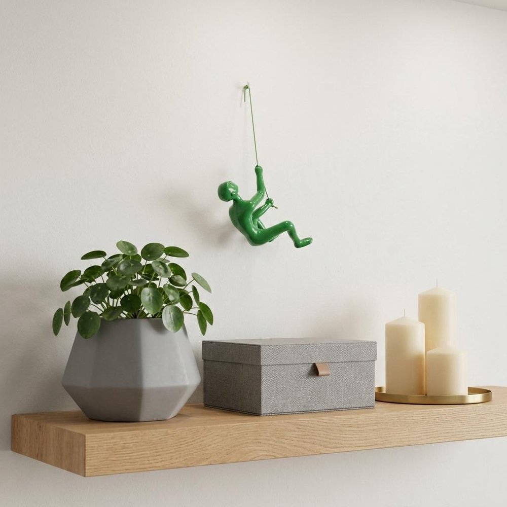 6" X 3" Green Resin Climbing Man Hanging Dimensional Sculpture — view 6
