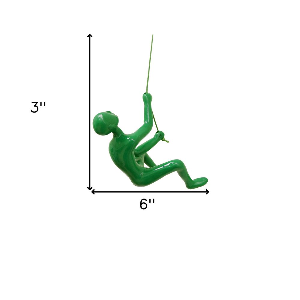 6" X 3" Green Resin Climbing Man Hanging Dimensional Sculpture — view 3