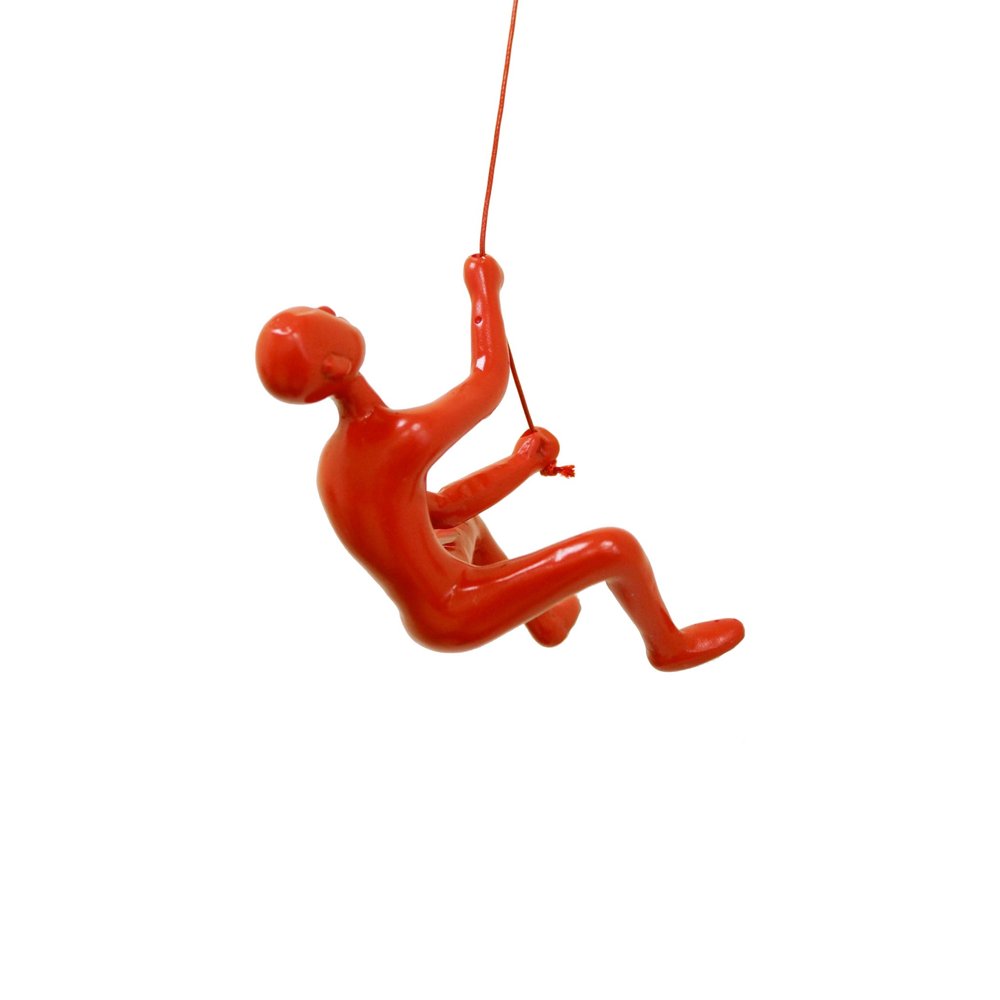 6" X 3" Red Resin Climbing Man Hanging Dimensional Sculpture — view 1