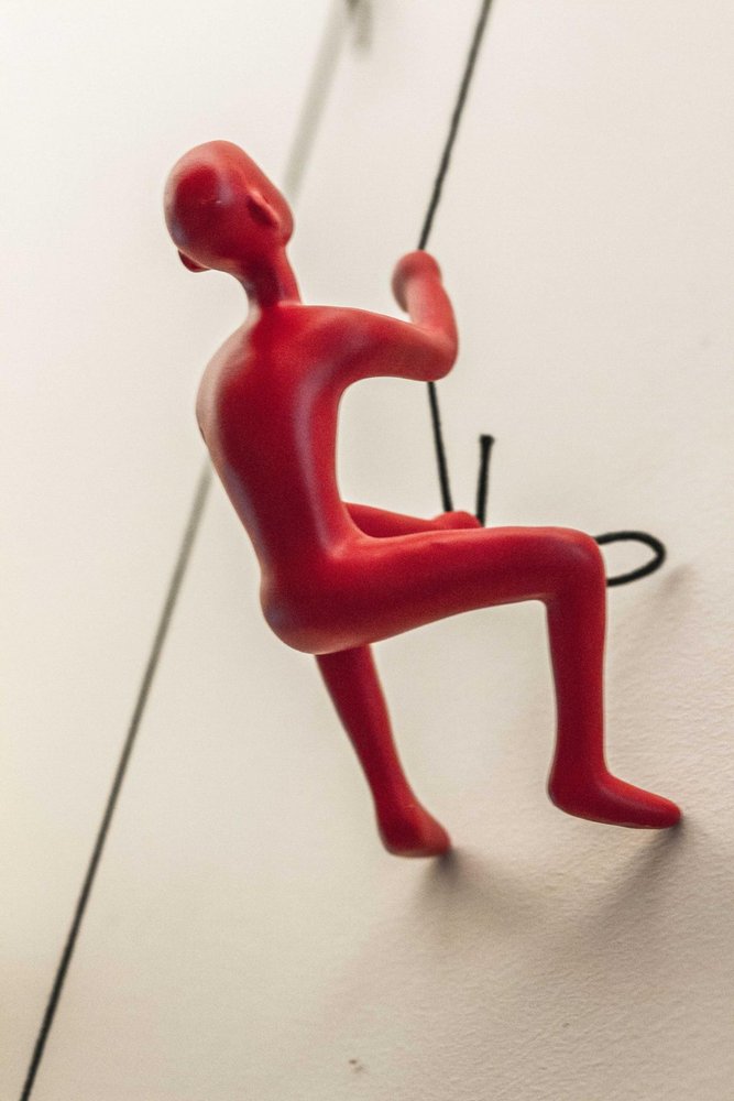 6" X 3" Red Resin Climbing Man Hanging Dimensional Sculpture — view 2