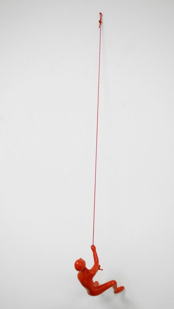 6" X 3" Red Resin Climbing Man Hanging Dimensional Sculpture — view 3