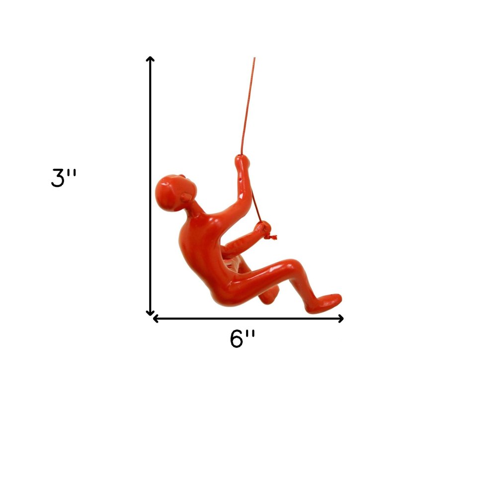 6" X 3" Red Resin Climbing Man Hanging Dimensional Sculpture — view 4