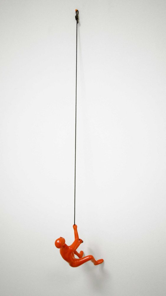 6" X 3" Orange Resin Climbing Man Hanging Dimensional Sculpture — view 3
