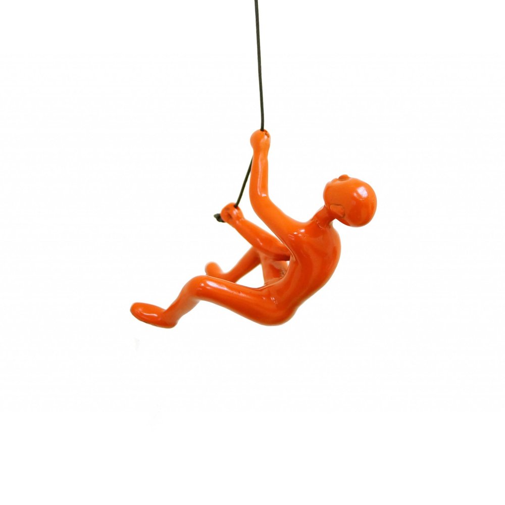 6" X 3" Orange Resin Climbing Man Hanging Dimensional Sculpture — view 6