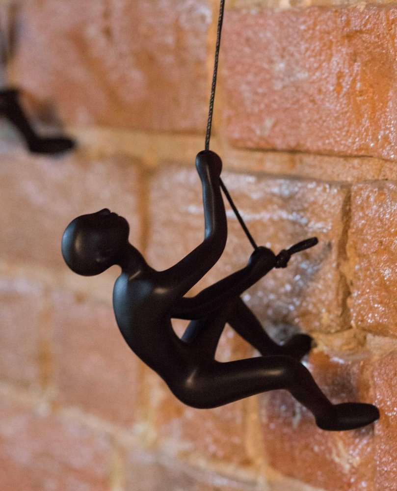 Set of Five Black Resin Climbing Man Hanging Dimensional Sculpture — view 3