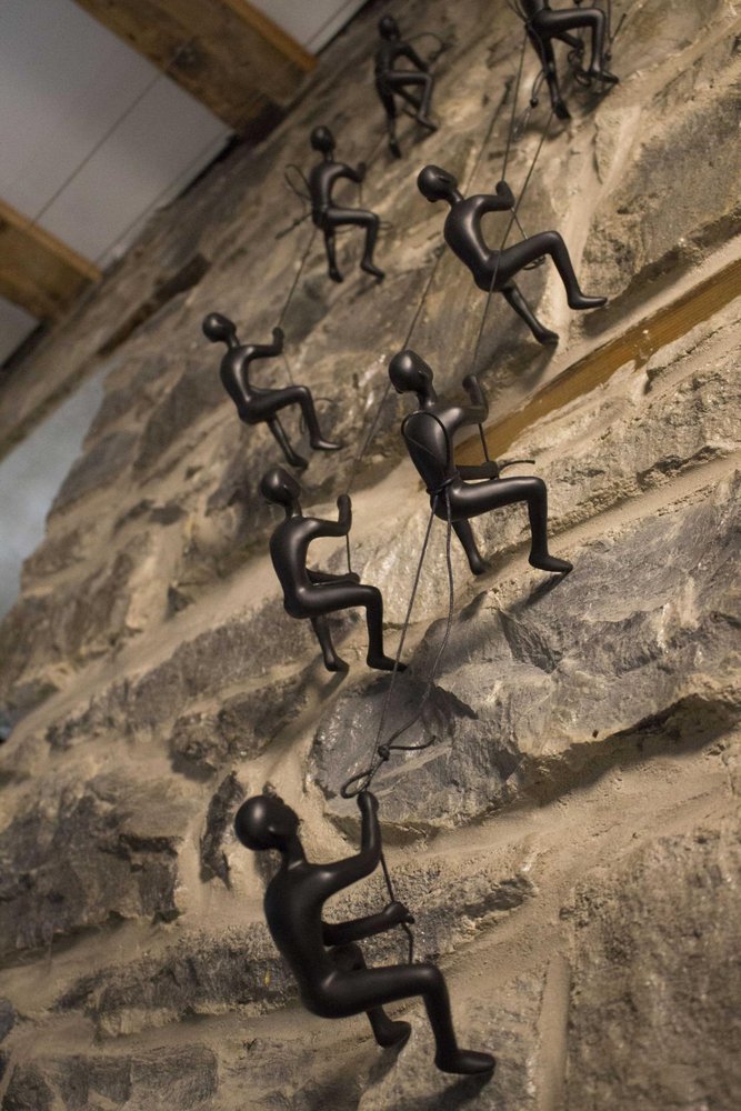 Set of Four Black Resin Climbing Man Hanging Dimensional Sculpture — view 3