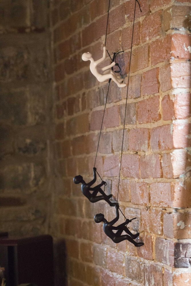 Set of Two Black Resin Climbing Man Hanging Dimensional Sculpture — view 4
