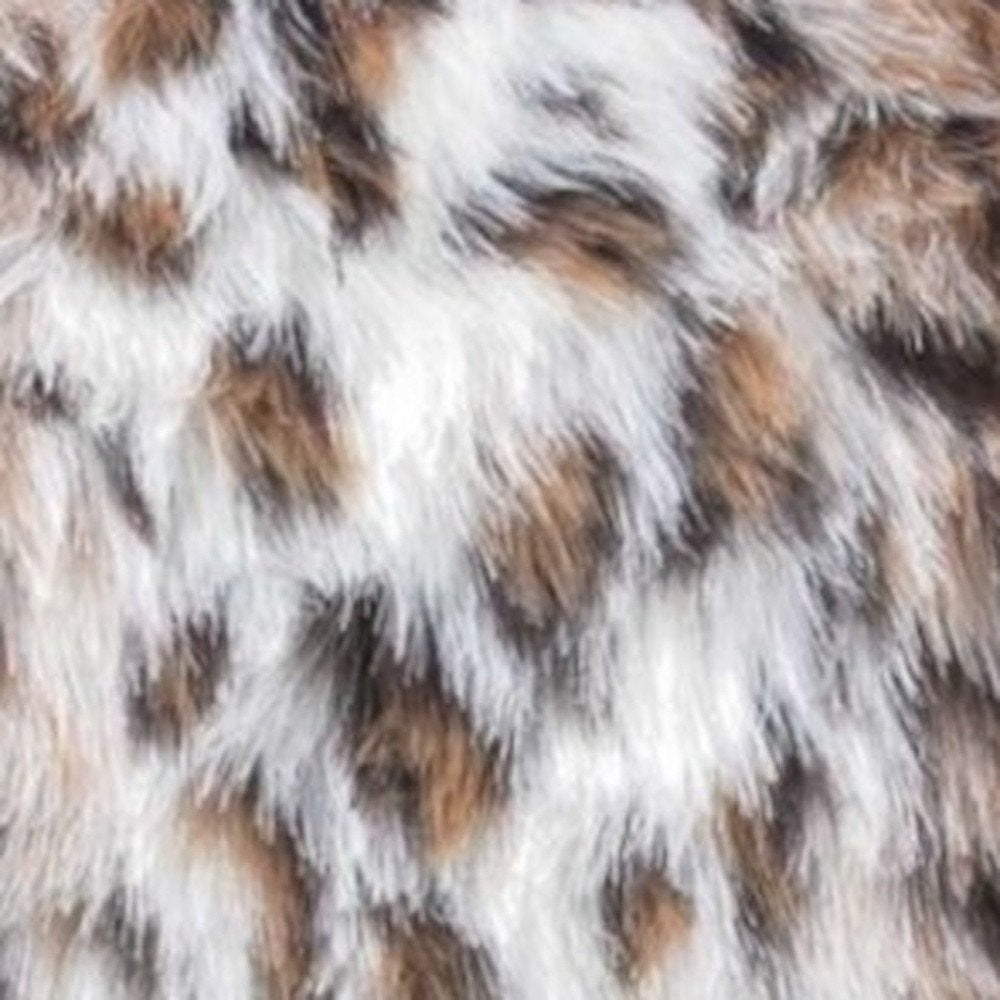 Set of Two 18" Brown White And Black Faux Fur Throw Pillows — view 9