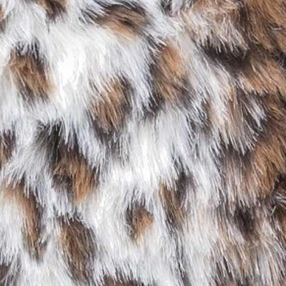 Set of Two 18" Brown White And Black Faux Fur Throw Pillows — view 4