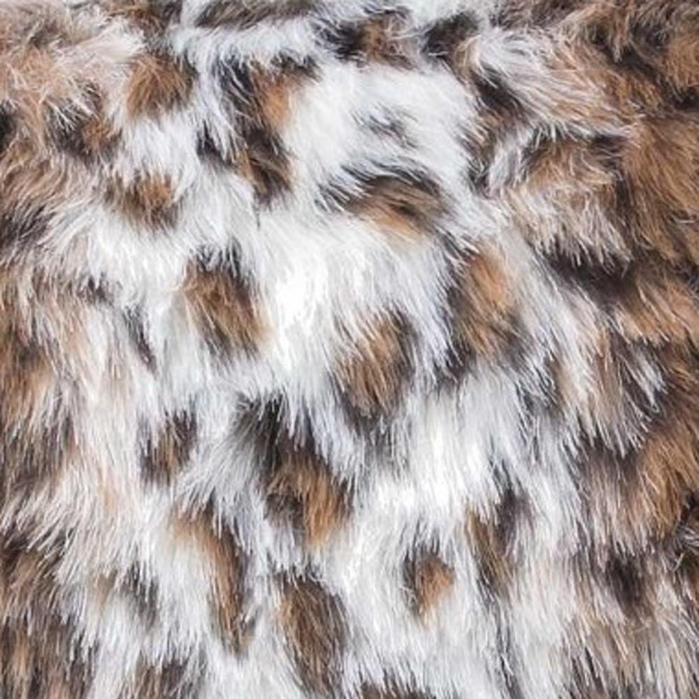 Set of Two 18" Brown White And Black Faux Fur Throw Pillows HomeRoots