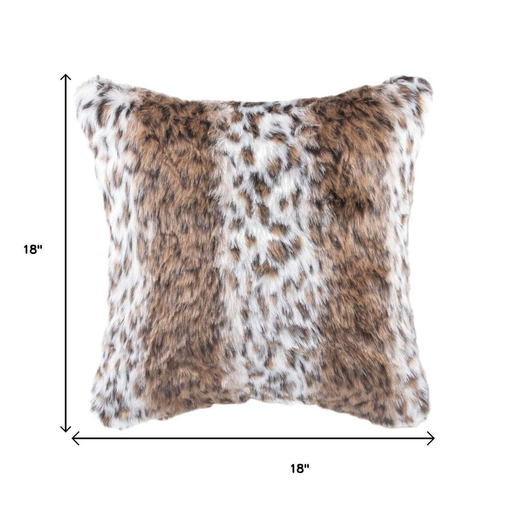 Set of Two 18" Brown White And Black Faux Fur Throw Pillows — view 10