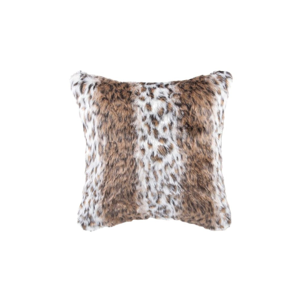 Set of Two 18" Brown White And Black Faux Fur Throw Pillows — view 7