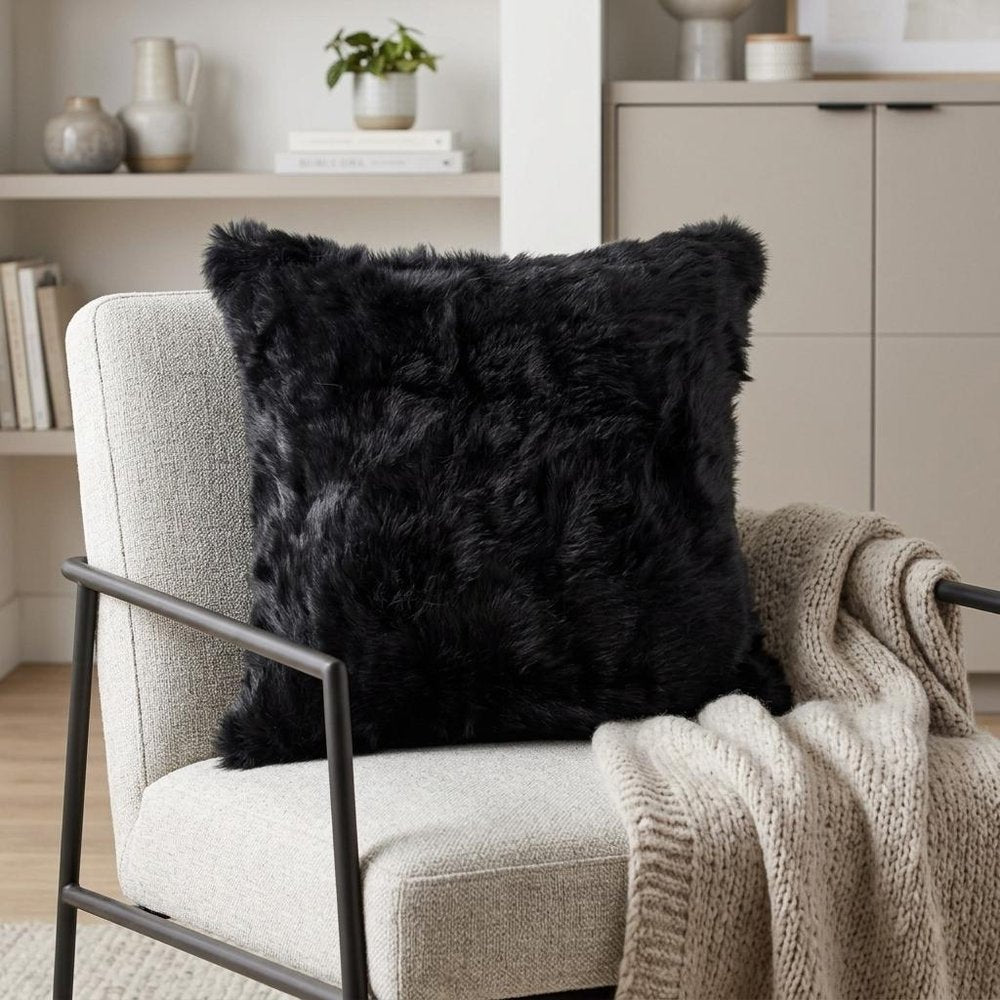 18" Black Wool Throw Pillow — view 6