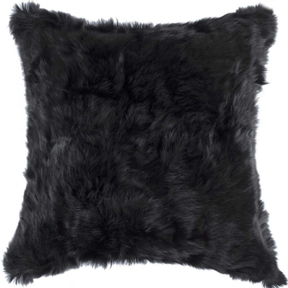 18" Black Wool Throw Pillow — view 3