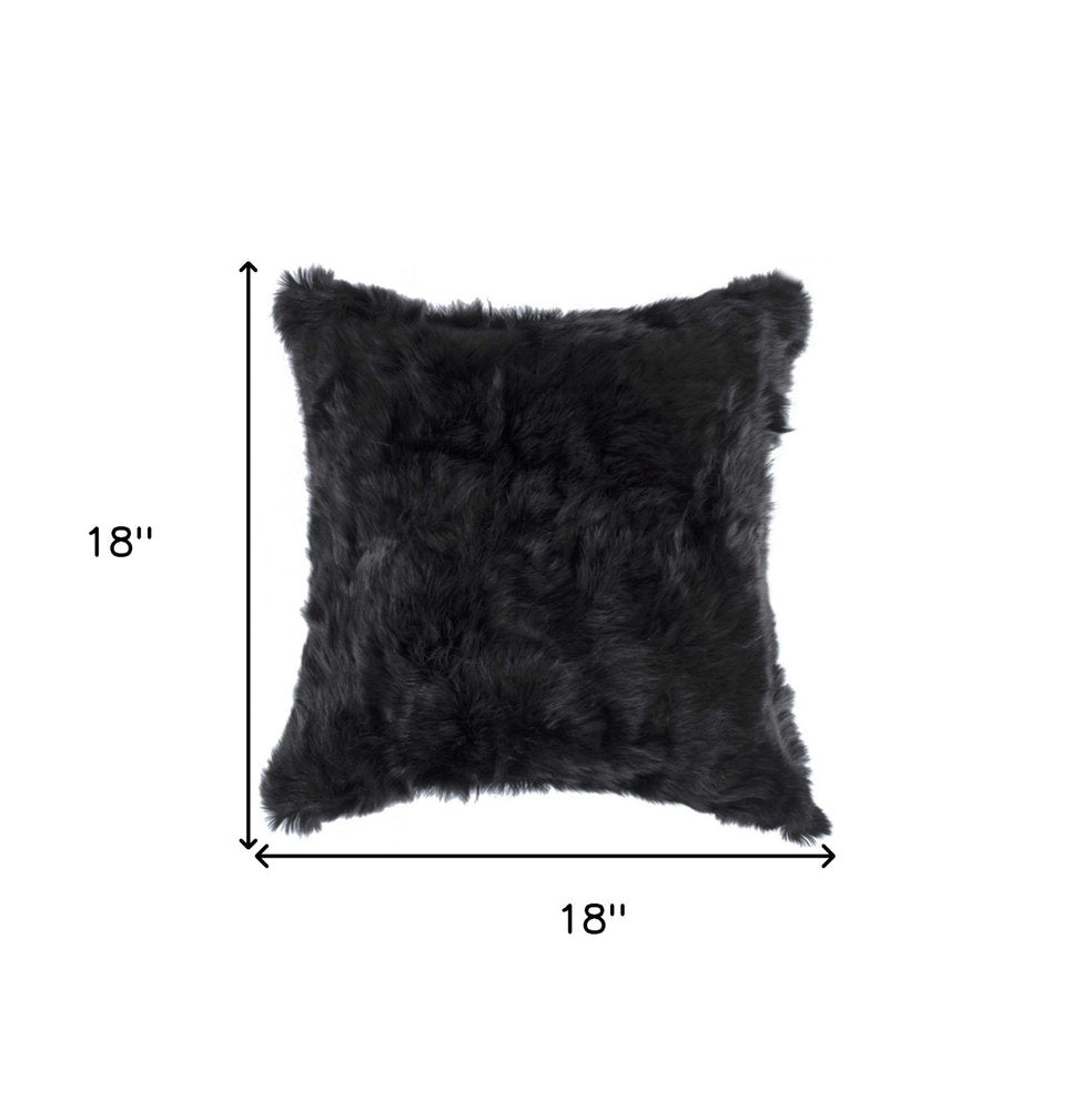 18" Black Wool Throw Pillow — view 4