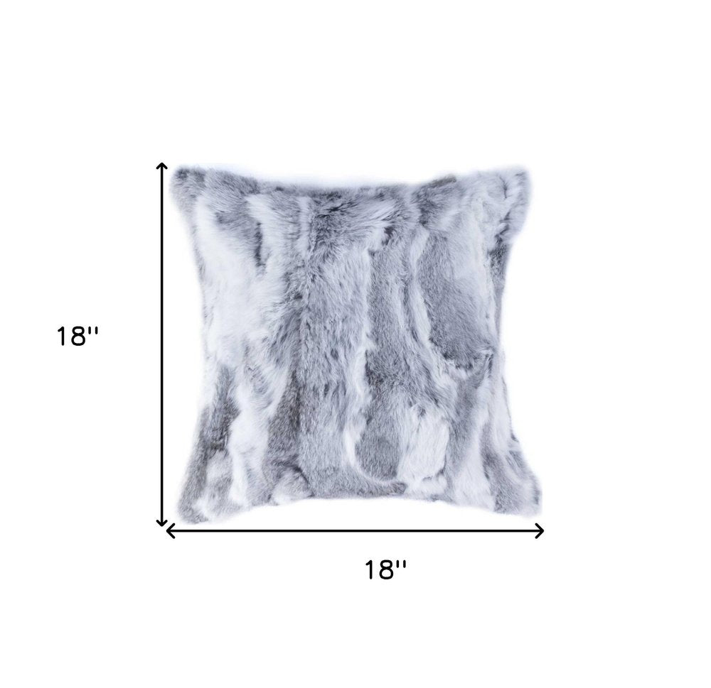 5" X 18" X 18" 100% Natural Rabbit Fur Grey Pillow — view 4
