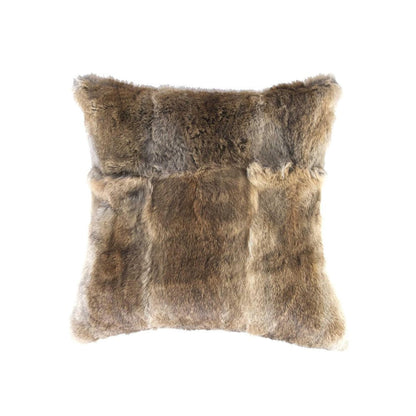 5" X 18" X 18" 100% Natural Rabbit Fur Hazelnut Pillow HomeRoots