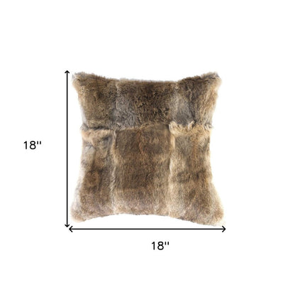 5" X 18" X 18" 100% Natural Rabbit Fur Hazelnut Pillow HomeRoots