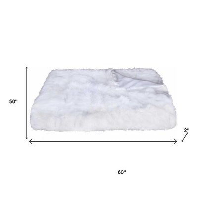 White Knitted Rabbit Solid Color Plush Reversable Throw HomeRoots