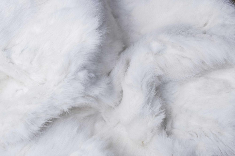 White Knitted Rabbit Solid Color Plush Reversable Throw HomeRoots