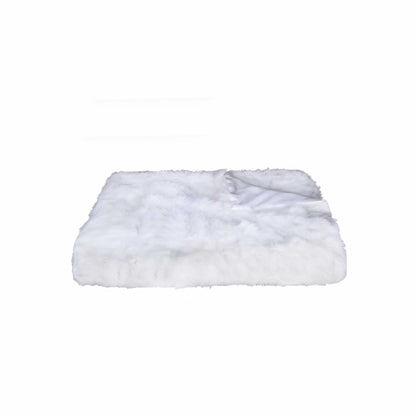 White Knitted Rabbit Solid Color Plush Reversable Throw