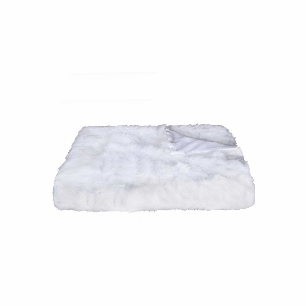 White Knitted Rabbit Solid Color Plush Reversable Throw — view 2
