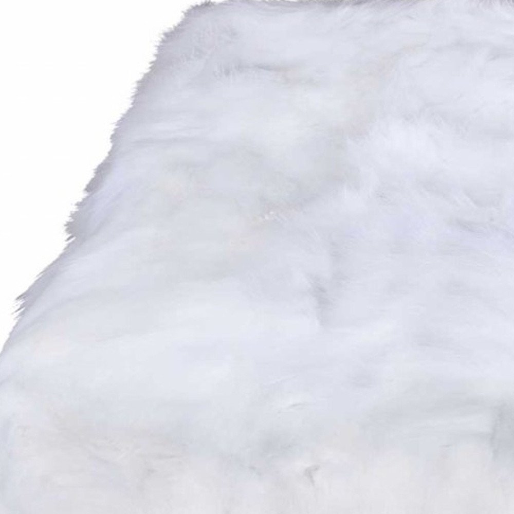 White Knitted Rabbit Solid Color Plush Reversable Throw HomeRoots