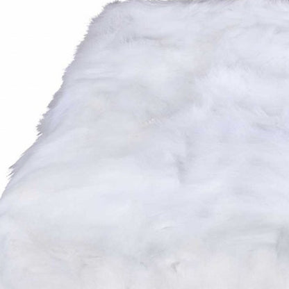 White Knitted Rabbit Solid Color Plush Reversable Throw HomeRoots