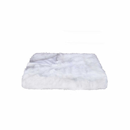 White Knitted Rabbit Solid Color Plush Reversable Throw HomeRoots