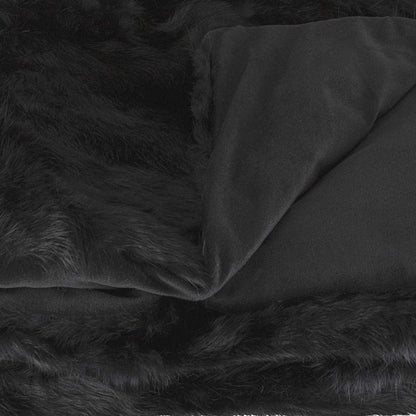 Black Knitted Rabbit Solid Color Plush Reversable Throw HomeRoots