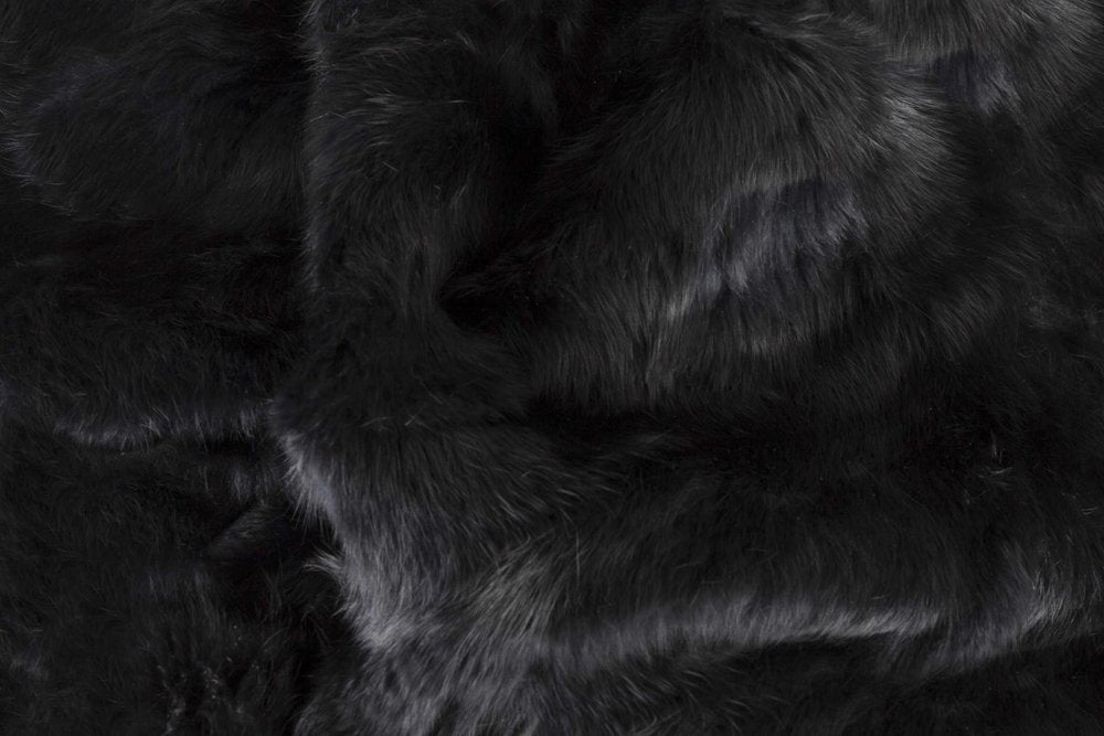 Black Knitted Rabbit Solid Color Plush Reversable Throw — view 2