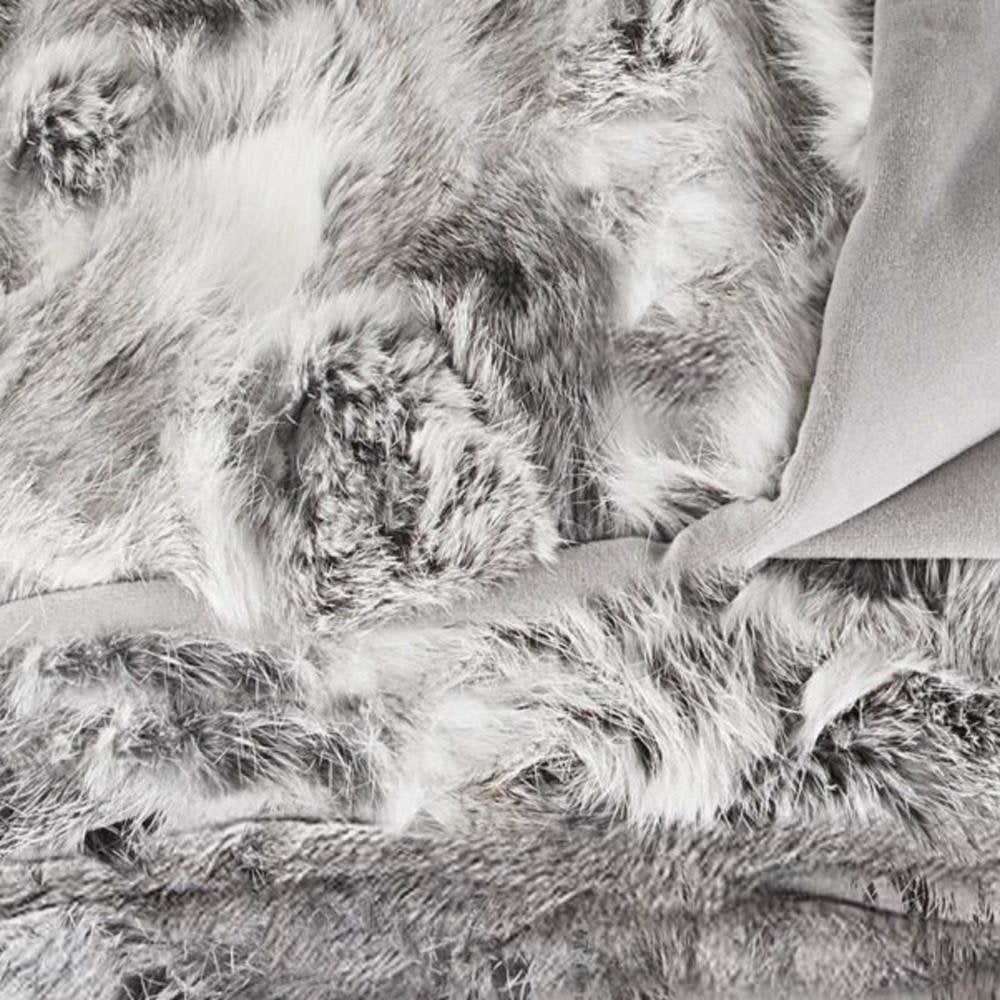 50" X 60" Gray Rabbit Fur Throw Blanket HomeRoots