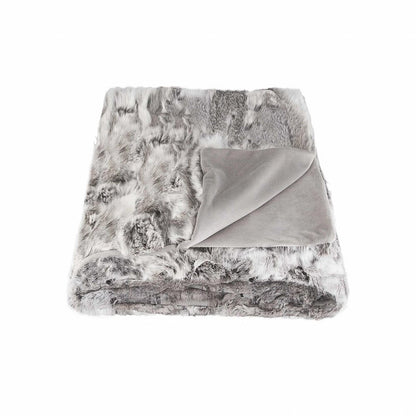 50" X 60" Gray Rabbit Fur Throw Blanket HomeRoots