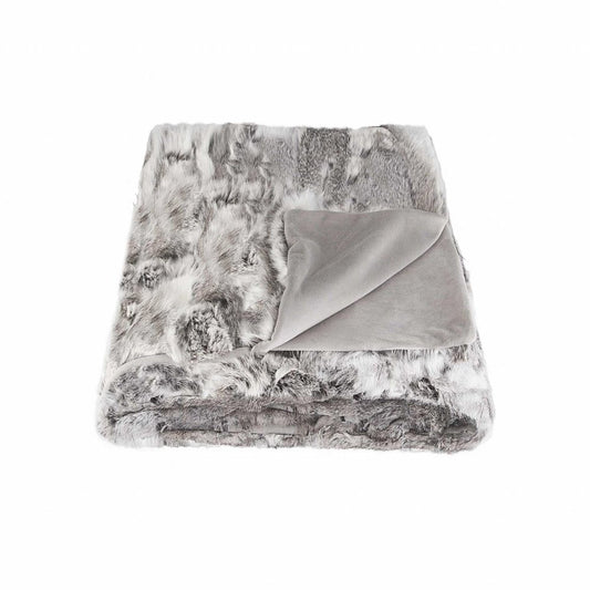 50" X 60" Gray Rabbit Fur Throw Blanket HomeRoots