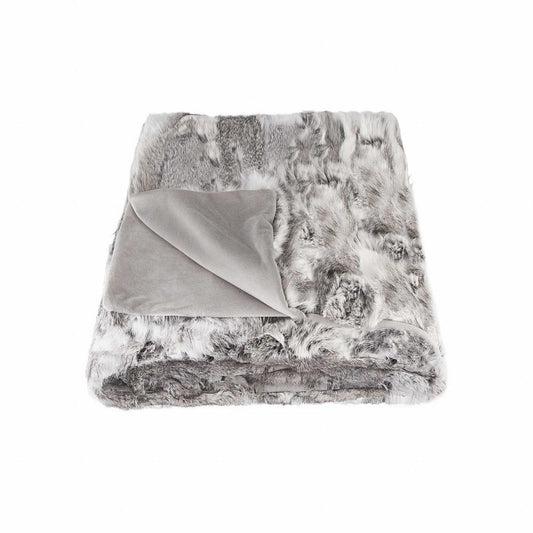 50" X 60" Gray Rabbit Fur Throw Blanket HomeRoots