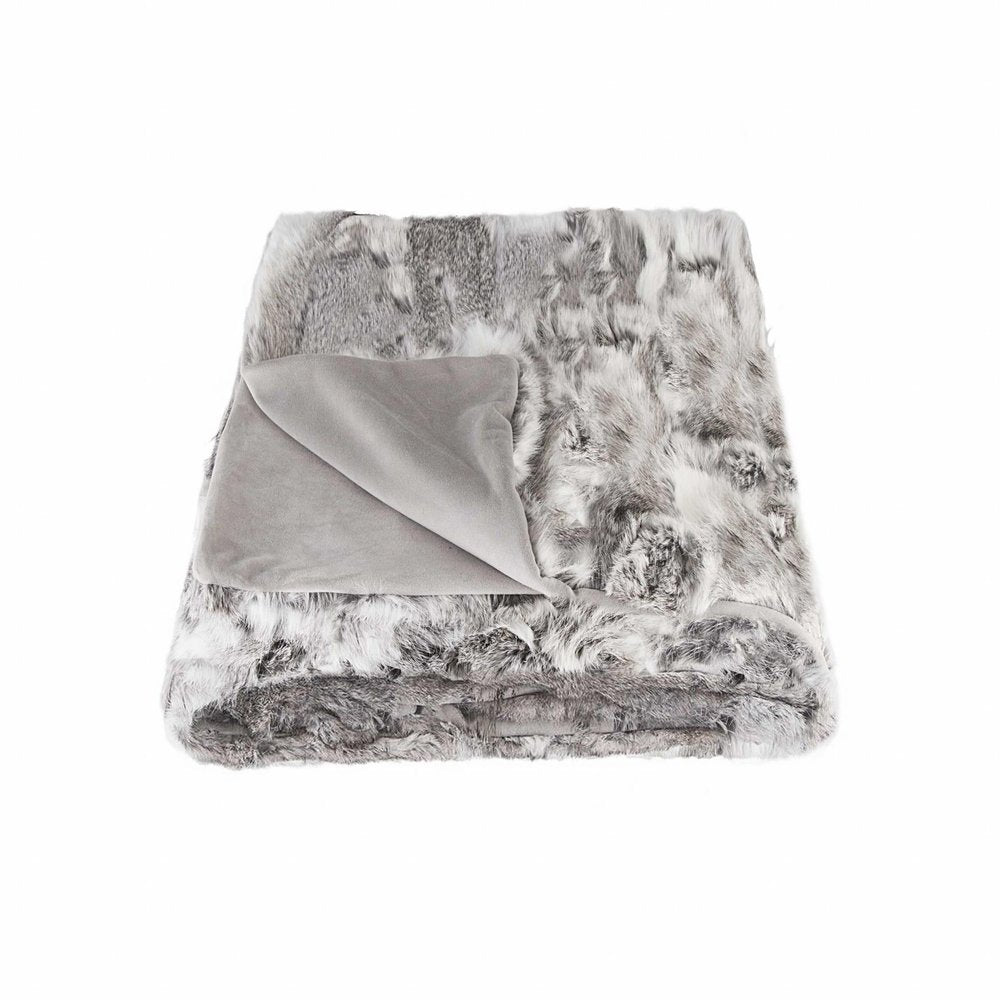 50" X 60" Gray Rabbit Fur Throw Blanket HomeRoots