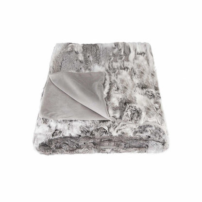 50" X 60" Gray Rabbit Fur Throw Blanket HomeRoots