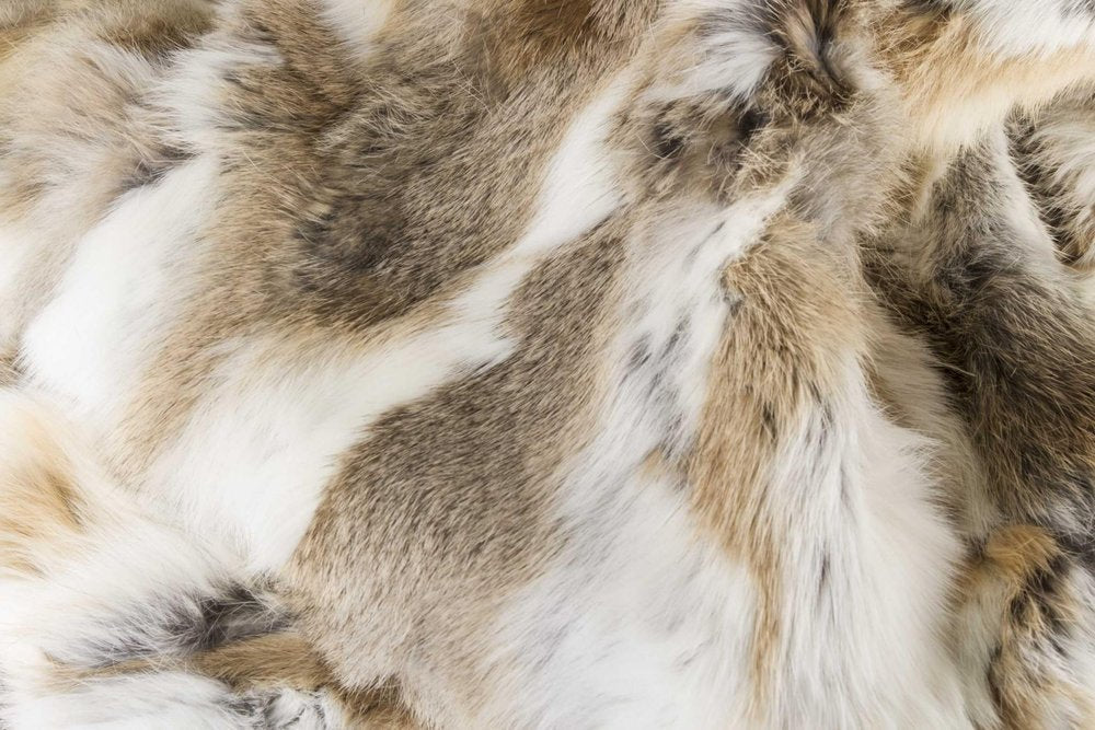 60" X 50" Tan Knitted Rabbit Fur Animal Print Throw Blanket HomeRoots