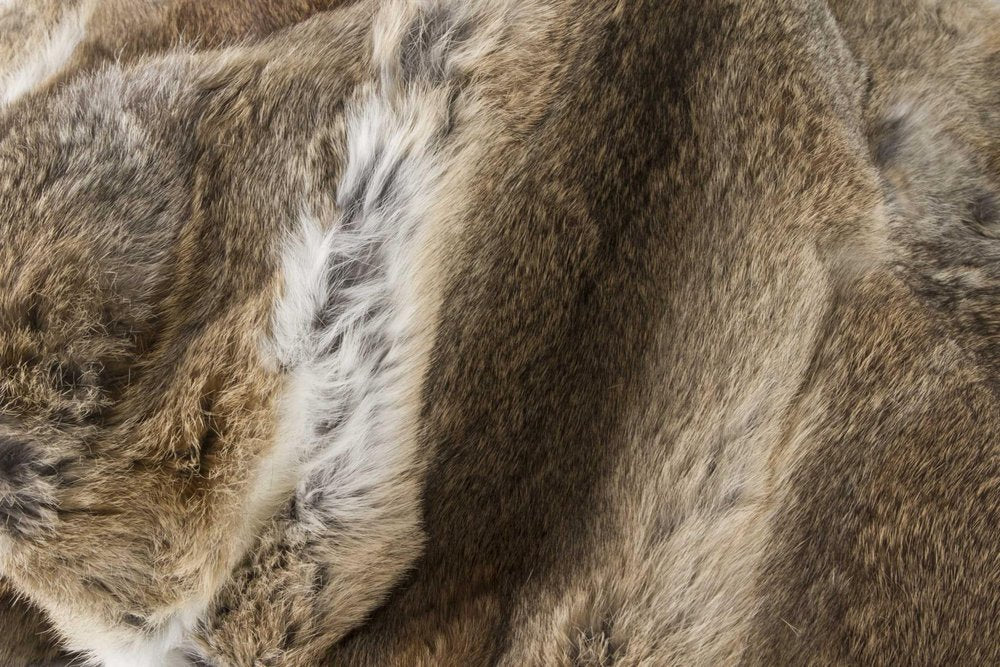 2" X 50" X 60" 100 Natural Rabbit Fur Hazelnut Throw Blanket HomeRoots