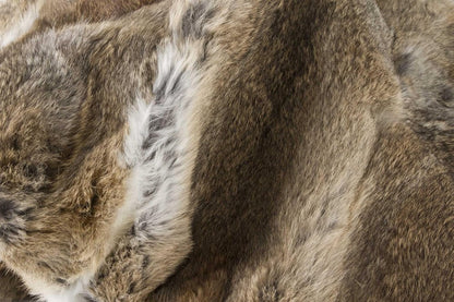 2" X 50" X 60" 100 Natural Rabbit Fur Hazelnut Throw Blanket HomeRoots