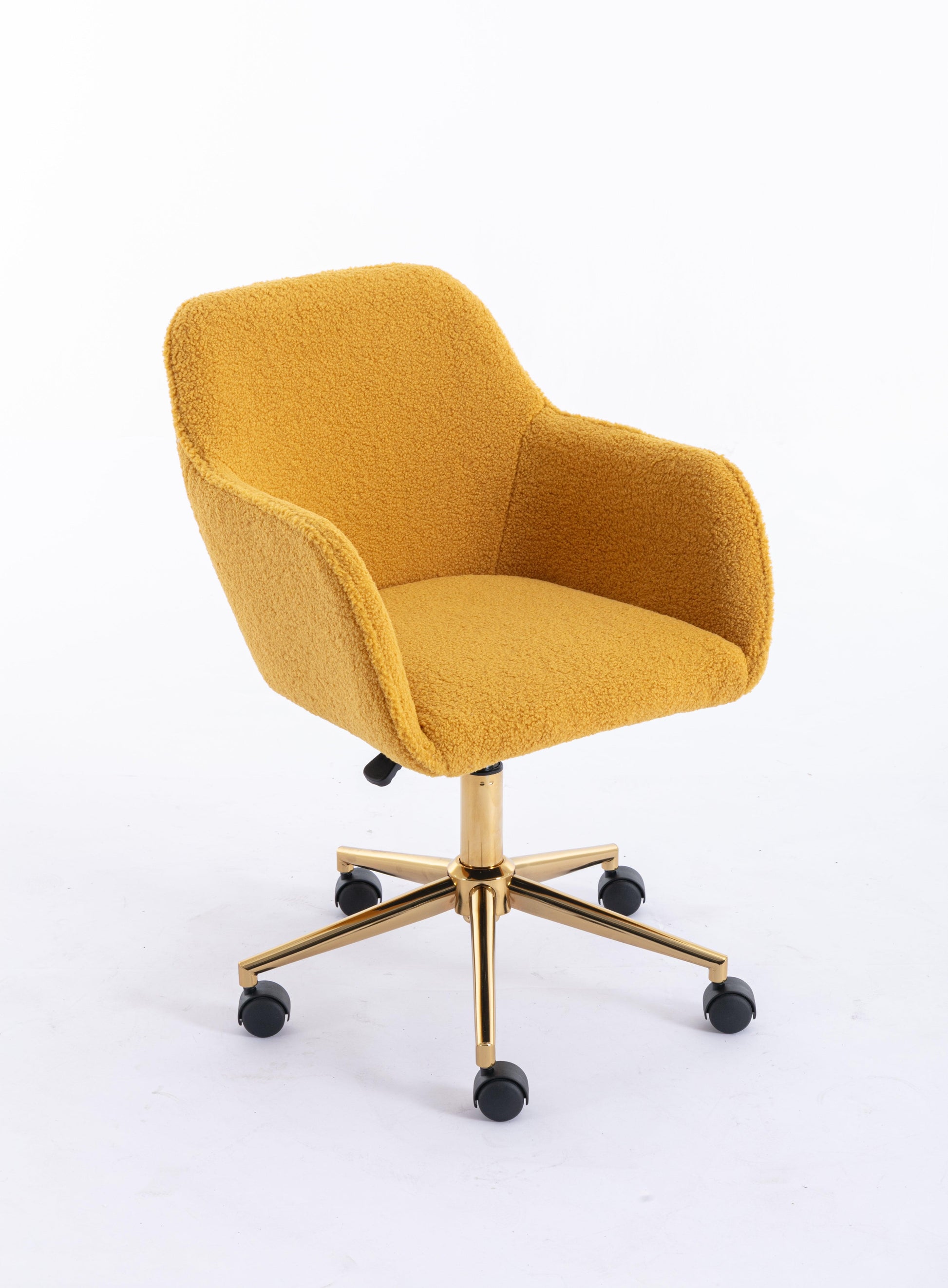 Modern Teddy Fabric Material Adjustable Height 360 Revolving Home Office Chair Yellow - FurniFindUSA